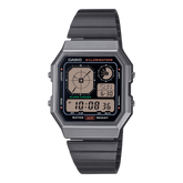 Casio Men's Watch Digital Black Dial with Grey Stainless Steel Band, A130WEGG-1ADF