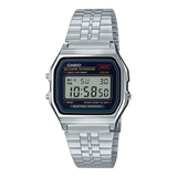 Casio Men's Watch Vintage Collection Digital, Black Dial Silver Stainless Steel Band, A159WA-N1DF