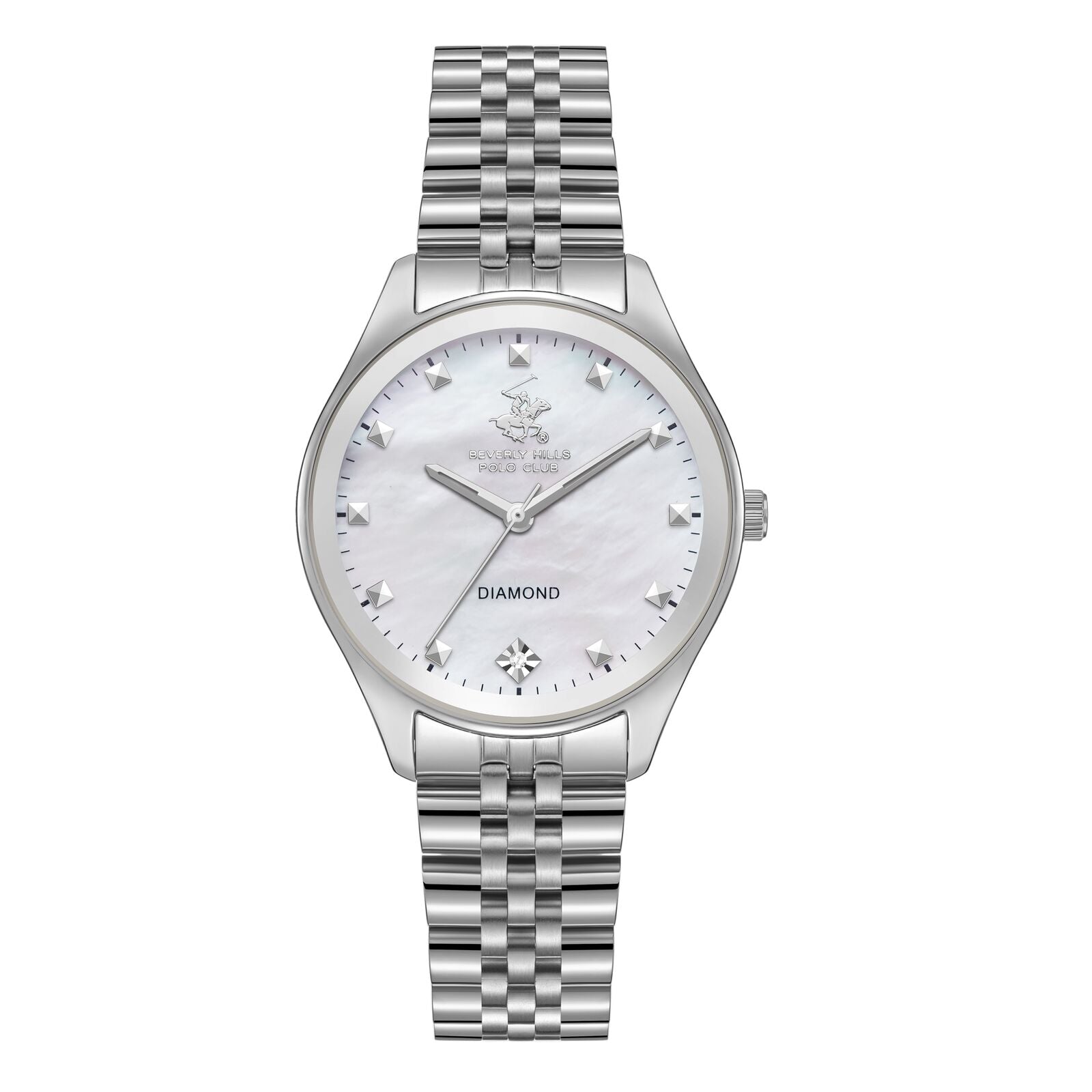 Beverly Hills Polo Club Women's Watch Analog Mother of Pearl Dial with Silver Stainless Steel Band, BP3657C.320