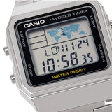 Casio Men's Watch Vintage Collection Digital, Black Dial Silver Stainless Steel Strap, A500WA-1DF