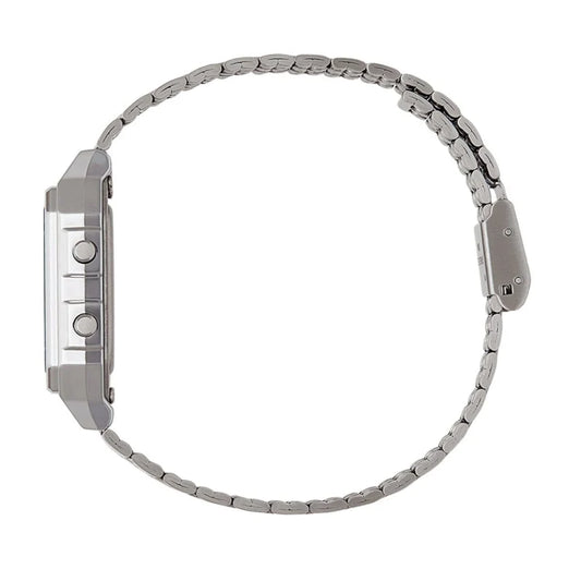 Casio Men's Watch Vintage Collection Digital, Black Dial Silver Stainless Steel Strap, A500WA-1DF