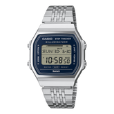 Casio Unisex Watch Digital Navy Blue Dial with Silver Stainless Steel Strap, ABL-100WE-2ADF