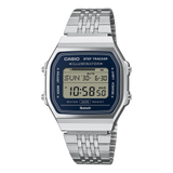 Casio Unisex Watch Digital Navy Blue Dial with Silver Stainless Steel Strap, ABL-100WE-2ADF