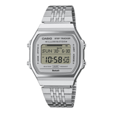 Casio Unisex Watch Digital Grey Dial with Silver Stainless Steel Strap, ABL-100WE-7ADF