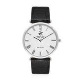 Beverly Hills Polo Club Men's Analog Watch, White Ceramic Dial With Black Leather Strap, BP3615X.331
