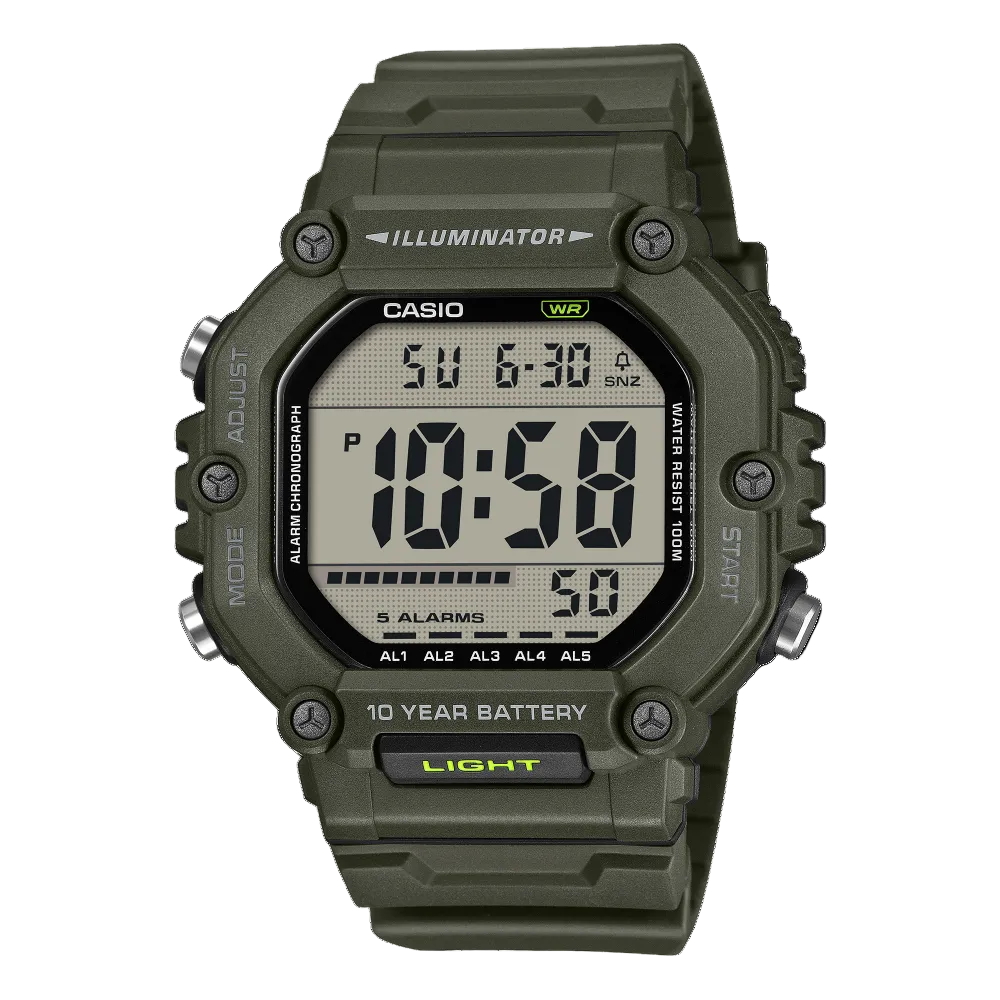 Casio Men's Digital Watch, Green Display With Resin Band, AE-1600HX-3AVDF - product image