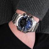 Casio Men's Watch Analog-Digital Blue Gradient Dial with Silver Stainless Steel Band, AMW-870DA-2A1VDF