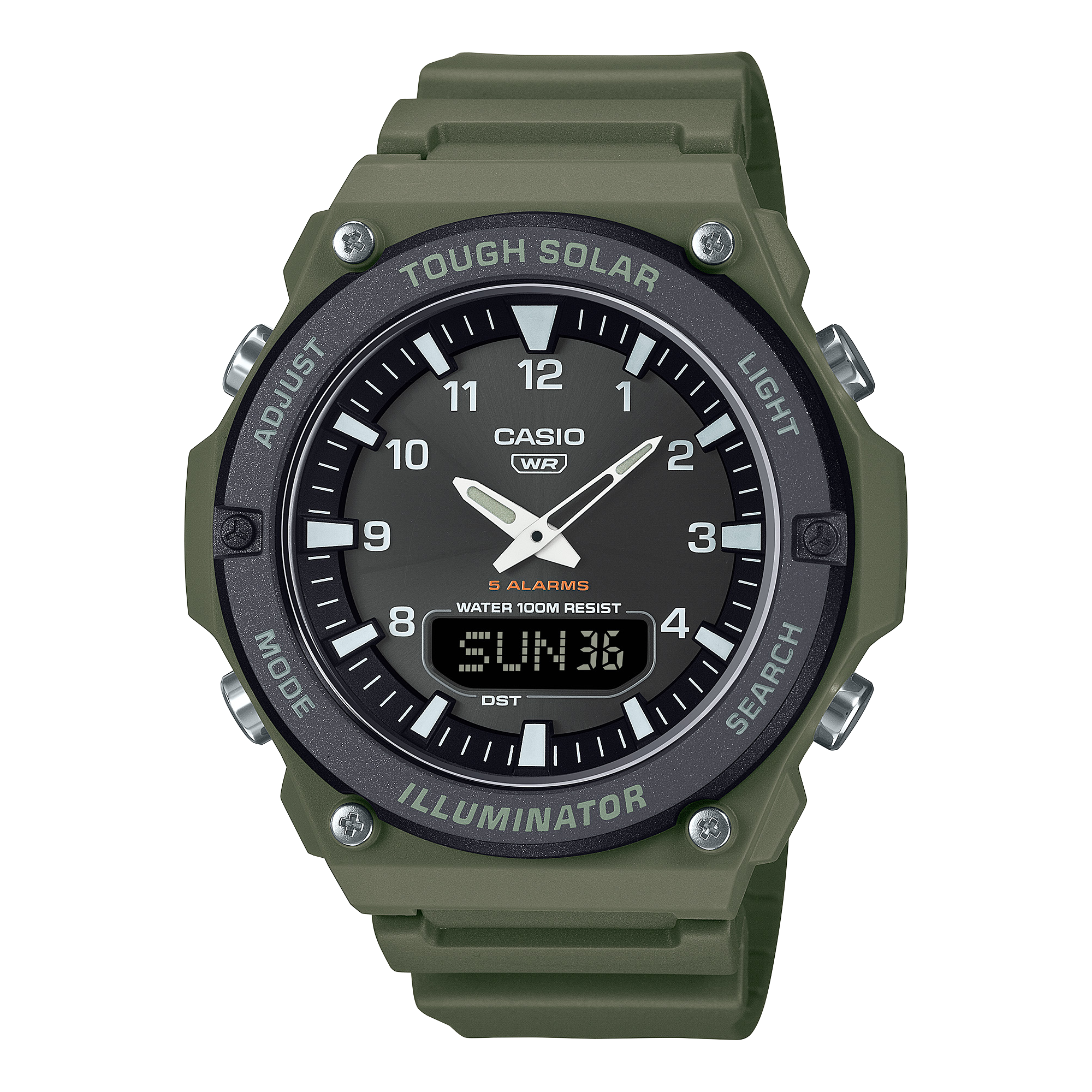 Casio Men's Analog-Digital Watch, Black Dial With Green Resin Band, AQ-S820W-3BVDF | Kewalrams Bahrain