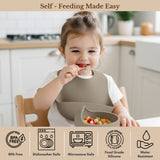 Milk It Baby Army Green Bib & Bowl Set, 100% Food Grade Silicone Set, MI-BBAG001