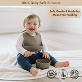 Milk It Baby Army Green Bib & Bowl Set, 100% Food Grade Silicone Set, MI-BBAG001