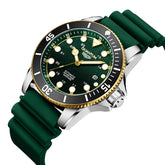 Quantum Men's Watch Analog Green Dial with Silicone Band, BAR1115.271