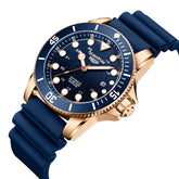 Quantum Men's Watch Analog Blue Dial with Silicone Band, BAR1115.499