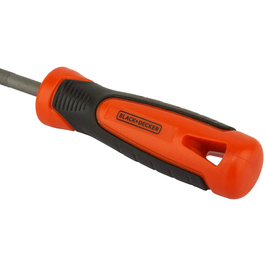 Black+Decker, 200mm 2nd Cut Bimaterial Handle Steel Round File, BDHT22145 Powertools BA-BDHT22145