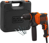 Black+Decker, Single Gear Hammer Drill with 4 Drill Bits in Kitbox,  BEH710K-GB