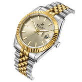 Beverly Hills Polo Club Men's Date Analog Watch with Gold Dial and Silver and Gold Stainless Steel Band, BP3018X.210