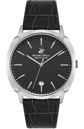Beverly Hills Polo Club Men's Watch Analog Black Dial with Black Leather Band, BP3022X.351