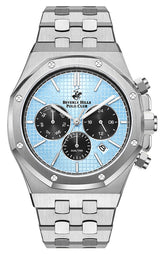 Beverly Hills Polo Club Men's Multifunction Watch with Blue Dial and Silver Stainless Steel Band, BP3051X.300