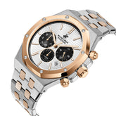 Beverly Hills Polo Club Men's Multifunction Watch with Silver Dial and Silver and Rose Gold Stainless Steel Band, BP3051X.532