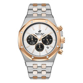 Beverly Hills Polo Club Men's Multifunction Watch with Silver Dial and Silver and Rose Gold Stainless Steel Band, BP3051X.532