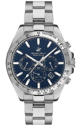Beverly Hills Polo Club Men's Multifunction Watch with Dark Blue Dial and Silver Stainless Steel Band, BP3127X.390