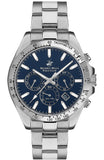 Beverly Hills Polo Club Men's Multifunction Watch with Dark Blue Dial and Silver Stainless Steel Band, BP3127X.390