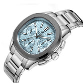 Beverly Hills Polo Club Men's Analog Watch, Blue Dial Multi-Function With Silver Stainless Steel Band, BP3212X.301