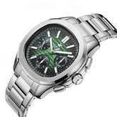 Beverly Hills Polo Club Men's Multifunction Watch with Green To Black Dial and Silver Stainless Steel Band, BP3212X.370