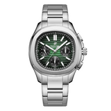 Beverly Hills Polo Club Men's Multifunction Watch with Green To Black Dial and Silver Stainless Steel Band, BP3212X.370