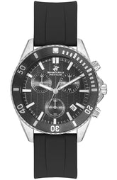 Beverly Hills Polo Club Men's Watch, Analog, Black Dial, Black Rubber Strap, BP3277X.351
