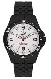 Beverly Hills Polo Club Men's Multifunction Watch Analog White Dial With Black Stainless Steel Band, BP3559X.630