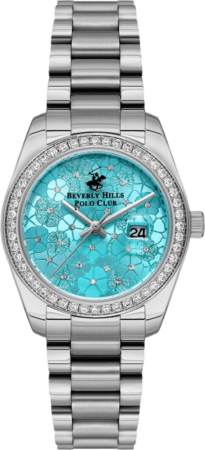 Beverly Hills Polo Club Women's Watch, Analog, Blue Dial, Silver Stainless Steel Strap, BP3596C.300
