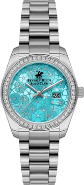 Beverly Hills Polo Club Women's Watch, Analog, Blue Dial, Silver Stainless Steel Strap, BP3596C.300
