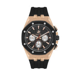 Beverly Hills Polo Club Men's Analog Watch, Black Dial Multi-Function With Black Silicon Strap, BP3624X.851