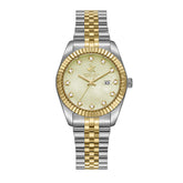 Beverly Hills Polo Club Women's Date Analog Watch with Light Champagne Dial and Silver and Gold Stainless Steel Band, BP3654X.210