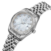 Beverly Hills Polo Club Women's Date Analog Watch with White Mother of Pearl Dial and Silver Stainless Steel Band, BP3654X.320