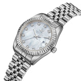 Beverly Hills Polo Club Women's Date Analog Watch with White Mother of Pearl Dial and Silver Stainless Steel Band, BP3654X.320