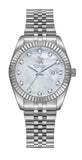 Beverly Hills Polo Club Women's Date Analog Watch with White Mother of Pearl Dial and Silver Stainless Steel Band, BP3654X.320