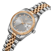 Beverly Hills Polo Club Women's Date Analog Watch with Silver Dial and Silver and Rose Gold Stainless Steel Band, BP3654X.530