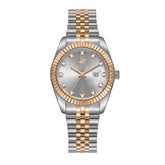 Beverly Hills Polo Club Women's Date Analog Watch with Silver Dial and Silver and Rose Gold Stainless Steel Band, BP3654X.530