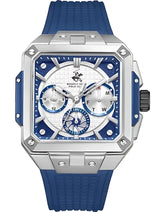 Beverly Hills Polo Club Men's Multifunction Watch with Silver Dial and Blue Silicone Band, BP3742X.339