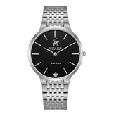 Beverly Hills Polo Club Men's Watch Black Dial with Silver Stainless Steel Band, BP3776X.350
