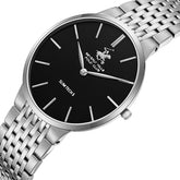Beverly Hills Polo Club Men's Watch Black Dial with Silver Stainless Steel Band, BP3776X.350