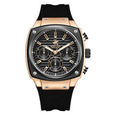 Beverly Hills Polo Club Men's Diamond Accent Date Analog Watch with Gunmetal Black Dial and Black Silicone Band, BP3778X.451