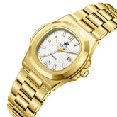 Beverly Hills Polo Club Women's Diamond Accent Date Analog Watch with White Dial and Gold Stainless Steel Band, BP3780X.130