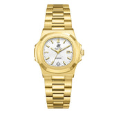 Beverly Hills Polo Club Women's Diamond Accent Date Analog Watch with White Dial and Gold Stainless Steel Band, BP3780X.130