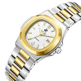 Beverly Hills Polo Club Women's Diamond Accent Date Analog Watch with Silver Dial and Silver and Gold Stainless Steel Band, BP3780X.230