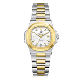 Beverly Hills Polo Club Women's Diamond Accent Date Analog Watch with Silver Dial and Silver and Gold Stainless Steel Band, BP3780X.230