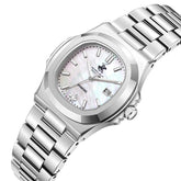 Beverly Hills Polo Club Women's Date Analog Watch with Mother of Pearl Dial and Silver Stainless Steel Band, BP3780X.320