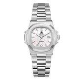 Beverly Hills Polo Club Women's Date Analog Watch with Mother of Pearl Dial and Silver Stainless Steel Band, BP3780X.320