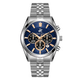 Beverly Hills Polo Club Men's Multifunction Watch with Dark Blue Dial and Silver Stainless Steel Band, BP3782X.391
